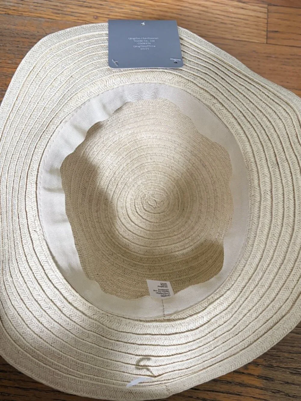 Tahari Girls Straw Sun Hat Blue Bow NWT